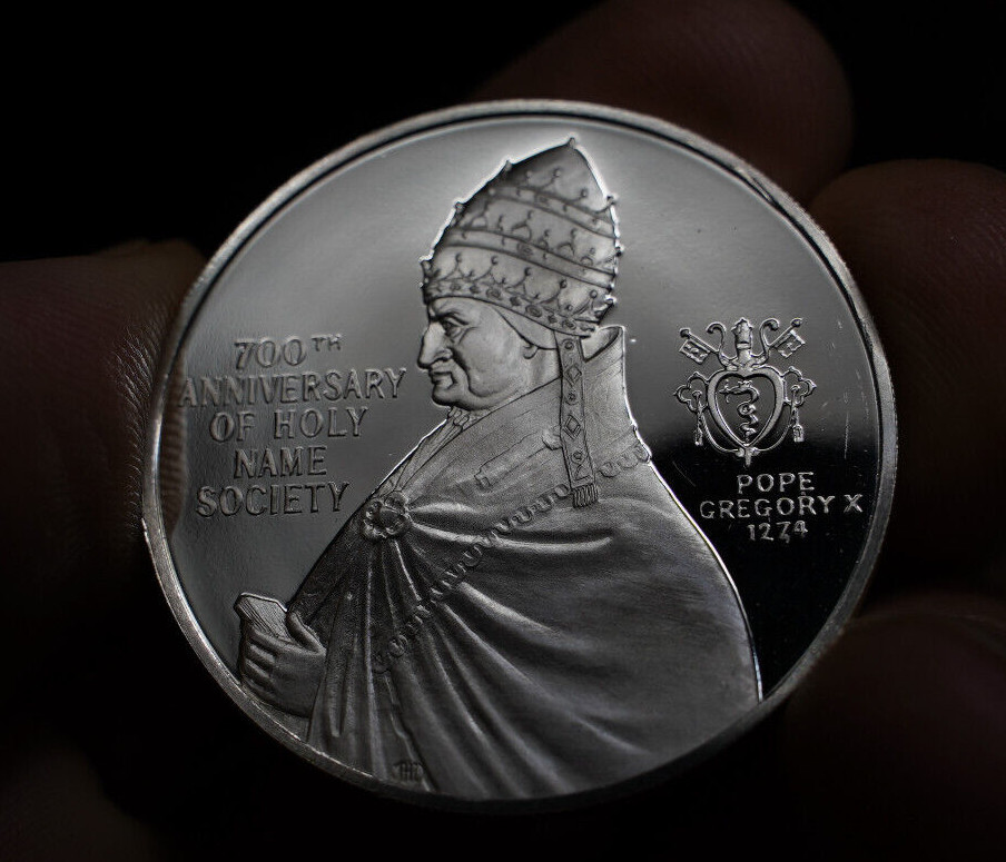 1974 700th Anniversary Holy Name Society Silver round Pope Gregory