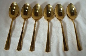 Set of 6 with MONOGRAM /"W/" 5 7//8/" DIRILYTE goldware EMPRESS pattern Teaspoon
