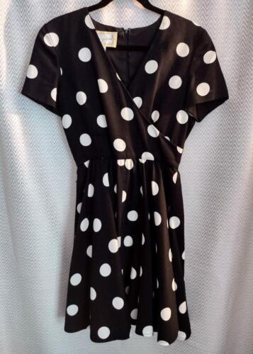Spencer Jeremy schwarz elfenbein gepunktet Cocktail Goth Kleid Empire Taille Baumwolle 4