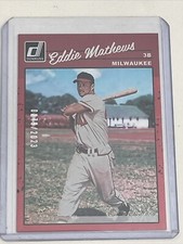 2023 Panini Donruss #258 Eddie Mathews 1990 Retro Red Foil #'d 279/2023