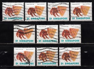 SINGAPORE 1977 MARINE LIFE $1 VALUE WHOLESALE LOT SCOTT  272 USED