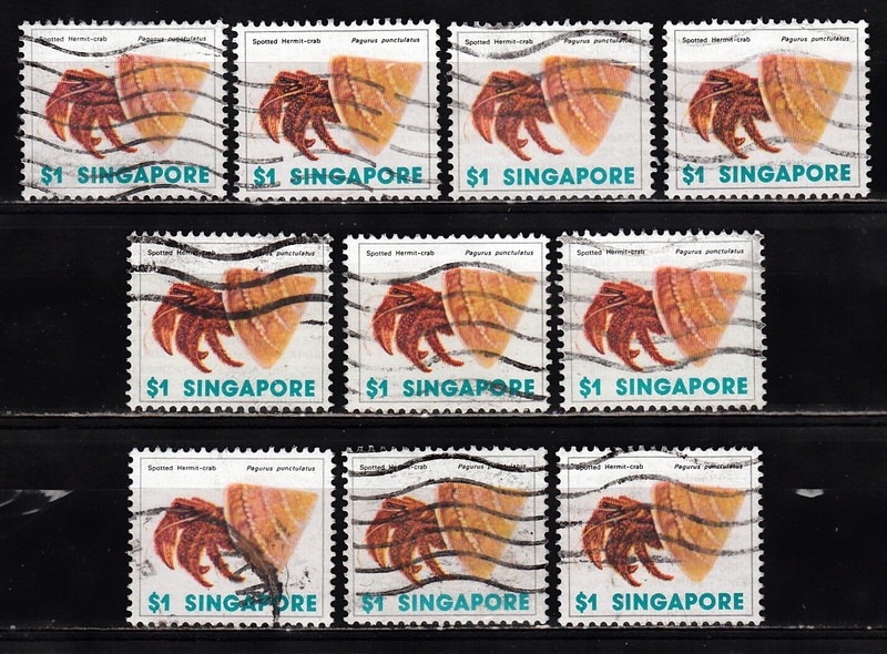 SINGAPORE 1977 MARINE LIFE $1 VALUE WHOLESALE LOT SCOTT  272 USED