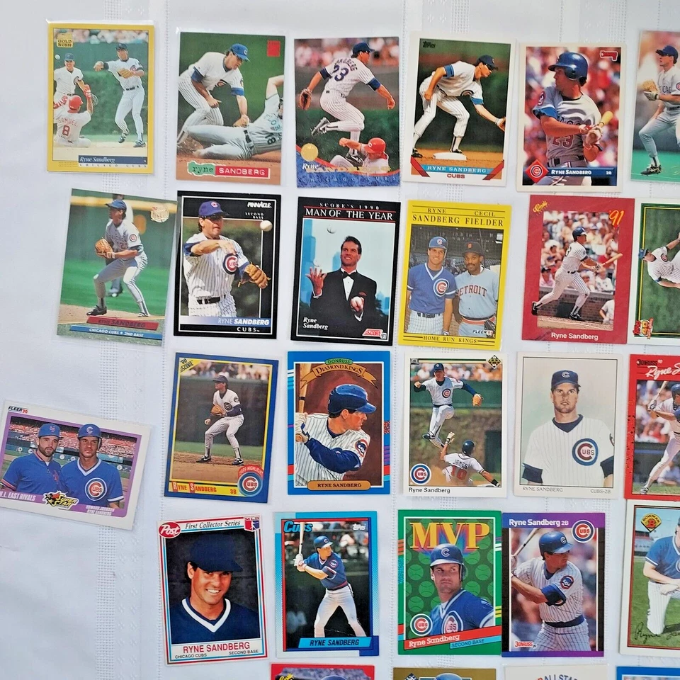 Tarjeta de béisbol RYNE SANDBERG RARA lote (66) 1984-2012 Cooperstown, O-Pee-Chee, CUBS Foto 4 de 4