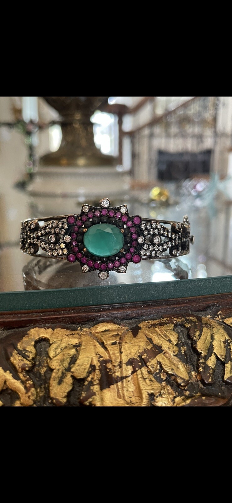 Natural emerald ruby bracelet lab created diamonds - image 2