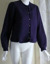 Geiger Of Austria 38 S M 6/8 Purple Striking Boiled Wool Knit Sweater Jacket