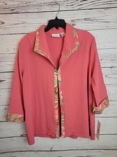 NWT Alfred Dunner Pink Crinkle Tropical Trim Career Casual Blazer Womens Size 20