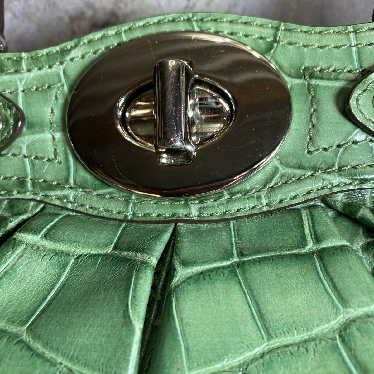 Coach Genuine Green Alligator Top Handles Purse Satchel Bag Coach Genuine Green Alligator Top Handles Purse Satchel Bag