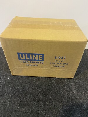 1000 CLEAR 4 x 6 ULINE 2 MIL THICK POLY BAGS LAY FLAT OPEN TOP S-947
