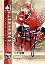 Zac Dalpe Signed 2011-12 Heroes & Prospects card Carolina Hurricanes