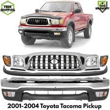 Front Bumper Grille Assembly Kit Chrome For 2001-2004 Toyota Tacoma