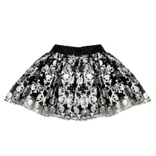 Skull Crossbones Tulle Tutu Lined Skirt - Girl Punk Rock, Gothic, Pirate Costume