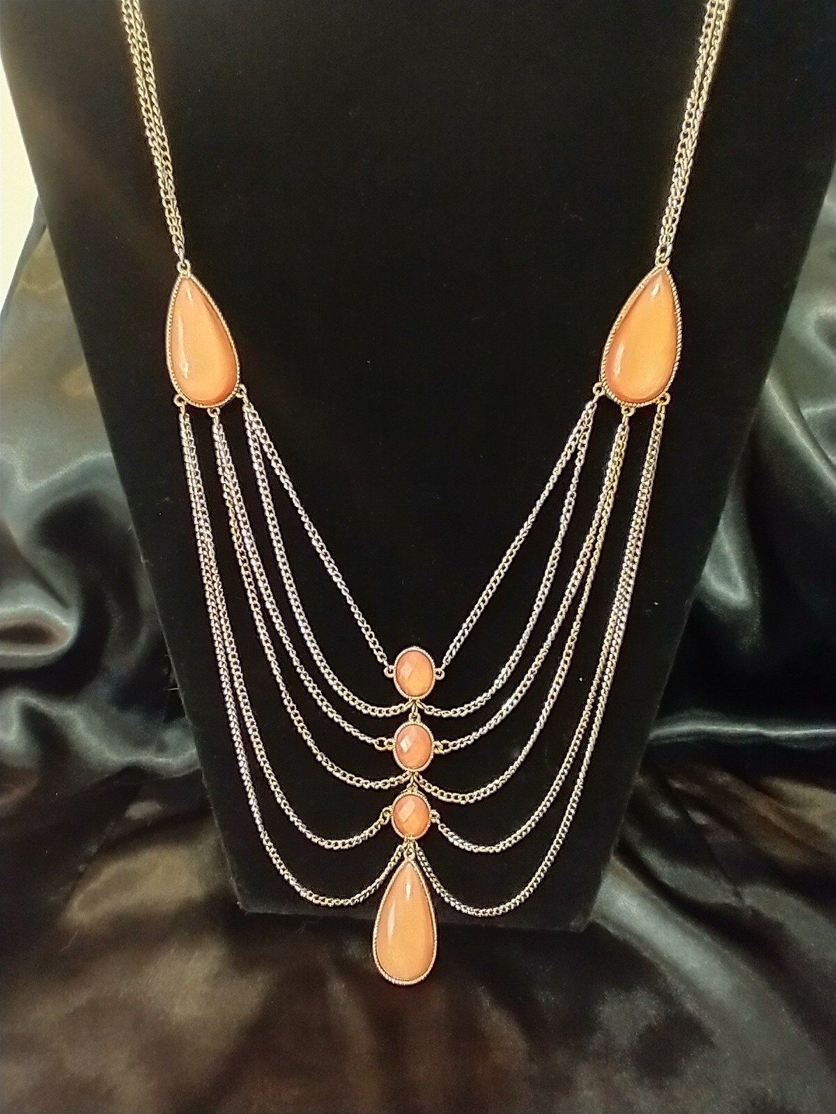 Statement Necklace Featuring Peachy/ Melon Colore… - image 1