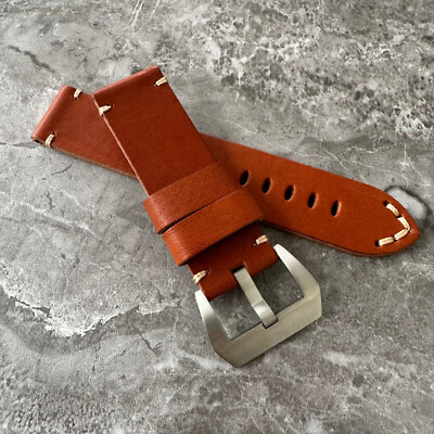 Premium Quality Thick Brown Leather Watch Strap Band For Panerai PAM 24mm Lug