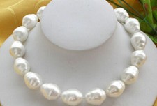 New Fashion 20mm White Baroque South Sea Shell Pearl Beads Necklace 18in AAA
