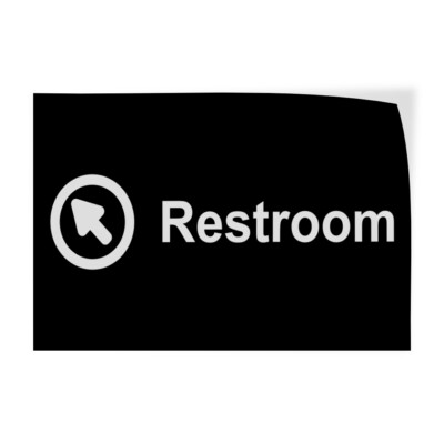 Horizontal Vinyl Stickers Restroom with Upper Left Arrow Feature Department