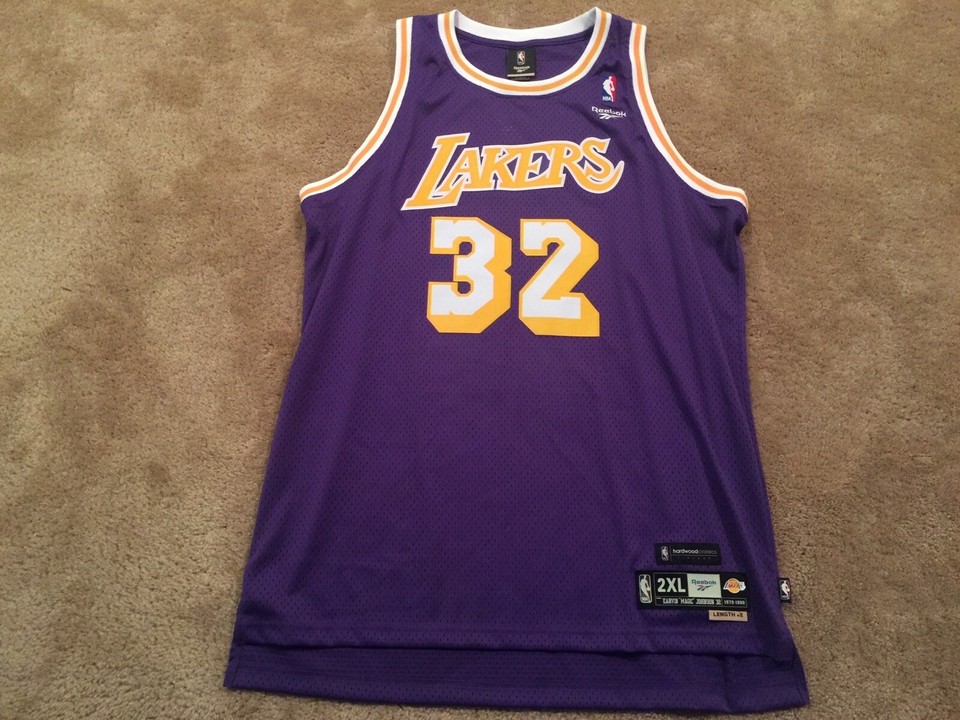 Magic Johnson Reebok Reebok Hardwood Magic Johnson Lakers Jersey XXL Swingman HWC Soul | eBay