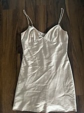 Urban Outfitters UO Ada Chain-Strap Satin Mini Dress Medium Beige Champagne