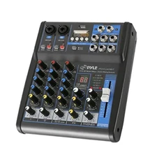 Pyle Professional Audio Mixer Sound Board Console System Interface 4 Black 