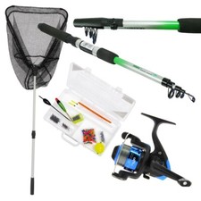 Telescopic Fishing Rod & Reel Set With Fishing Net And Handle Kids Rod Reel Sst