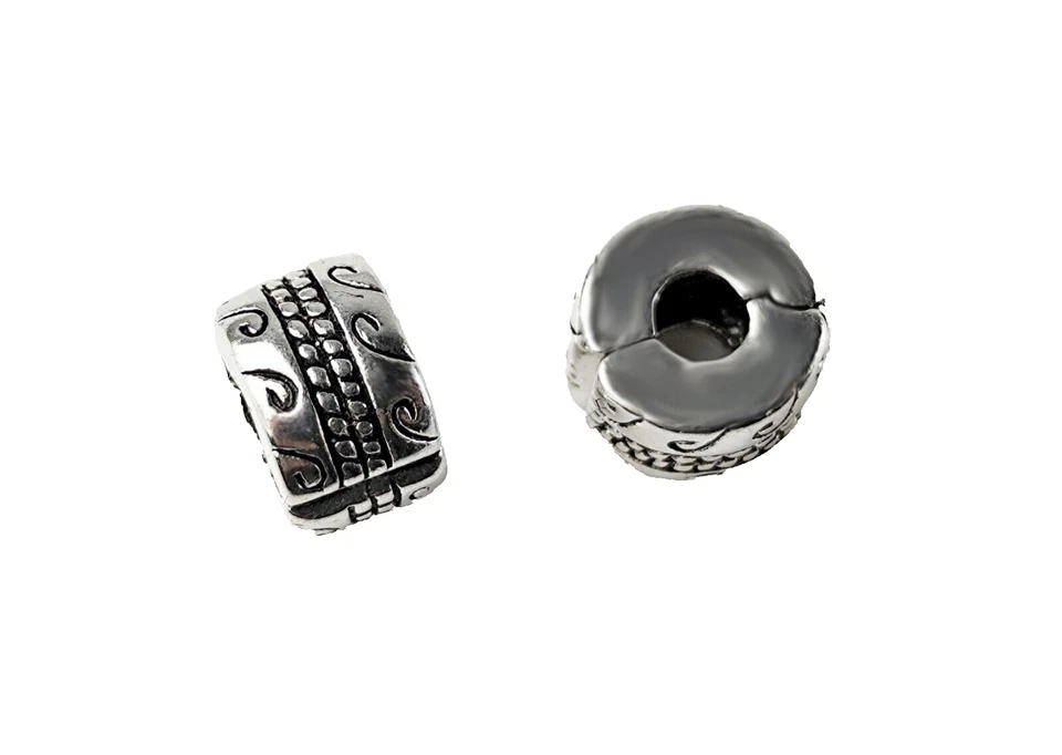 2 Metallperlen Clip antik silber Ø 3 mm Haarperle Wikinger Bartperle X - Bild 2 von 2