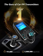 T10 Wireless Car Bluetooth FM Transmitter 1.44 Inch Display TF/SD Card  USB Port