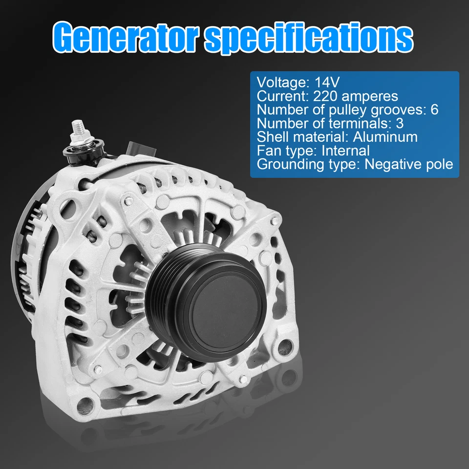 Alternator For GMC Sierra 2500/3500 HD V8 6.6L 2015-2020 104211-9110 220Amp Foto 4 de 4