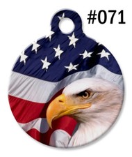 Pet ID Tags for Dog Cat, Personalized Custom Cool Eagle American US Flag 071