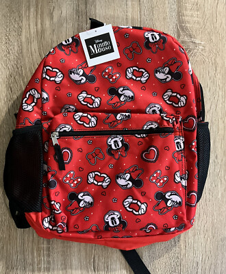 Disney Minnie Mouse All-Over Print Backpack Red (New)