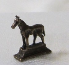 Miniature Detailed Metal Horse Statue on stand - About 5/8" tall
