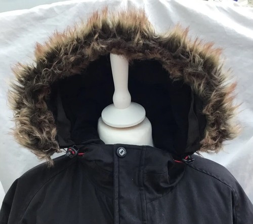 COBOLT Swedish Winter Sportswear Black Hooded Coat Padded Fur Trim EU 40 UK 12 - 第 8/12 張圖片