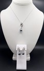 Vintage LADY REMINGTON Pendant Necklace / Post Earrings Set Gray Faux Pearls — photo 3