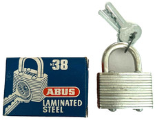 ABUS 38/38 Laminated Steel Padlock 1-1/2 in 38mm Made in Germany NOS Keyed