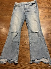 Mother The Insider Crop Step Chew Jeans in Dancing on Coals Sz 28 Distressed USA