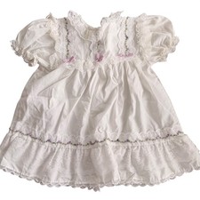 Vintage Alexis White Lace Floral Embroidered Dress Baby Girls 24 Months USA Made