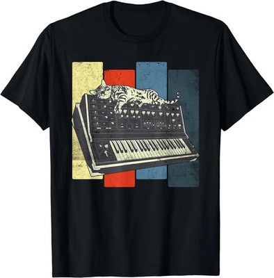 Vintage Analog Cat, Modular Synthesizer Keyboard Techno T-Shirt