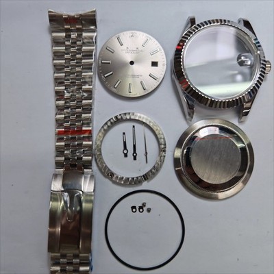 DIY Watch Part Kit for Datejust 2824 41mm Watch Case+Dial+Hands+Steel Strap