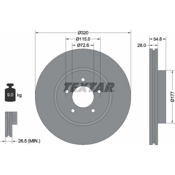 2X Textar 92235403 Bremsscheibe FüR Chrysler Dodge 300C Charger Challenger LX-image