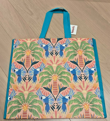 NWT TJ MAXX- Blue Parrot Jungle - Large Reusable Shopping Tote Eco Bag