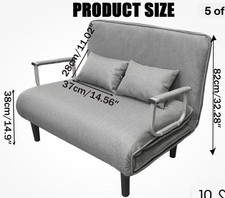 2 seater sofa bed in woven grey fabric