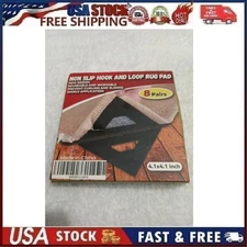 8 Pairs Of Non Slip Hook And Loop Rug Pad 4.1 Inch By 4.1 Inch