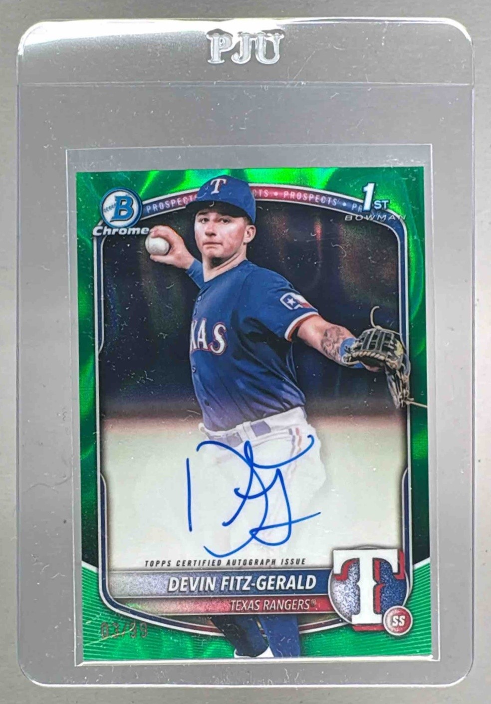 Devin Fitz-Gerald 2025 Bowman Chrome Green Lava Refractor Auto 1st RC /99