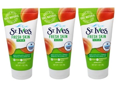 St. Ives Fresh Skin Scrub, Deep Exfoliator, Apricot, 1 OZ - 3 Pack