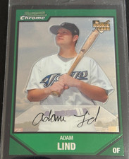 Adam Lind 2007 Bowman Chrome Black Border Auto Rookie Card #207 Toronto. rookie card picture