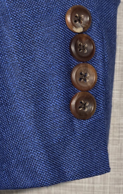 TOM JAMES Royal Classic Blazer Men's 40R Wool 1/2 Lined Blue Pick Stitching