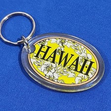 Vintage Hawaii Keychain From Tropical Gifts Yellow Hibiscus Travel Souvenir