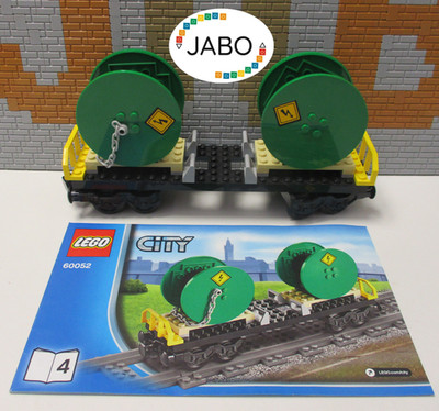 (J 13) Lego Güterwaggon mit Kabeltrommeln und BA 4 Eisenbahn RC TRAIN