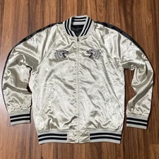 Reversible Pacsun Men's Eagle Dragon Varsity Bomber Jacket Coat Black silver L