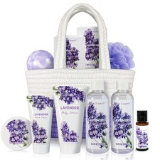 Spa Gift Baskets for Women, 11 pcs Lavender Gift Sets with Bubble Bath, Lavender