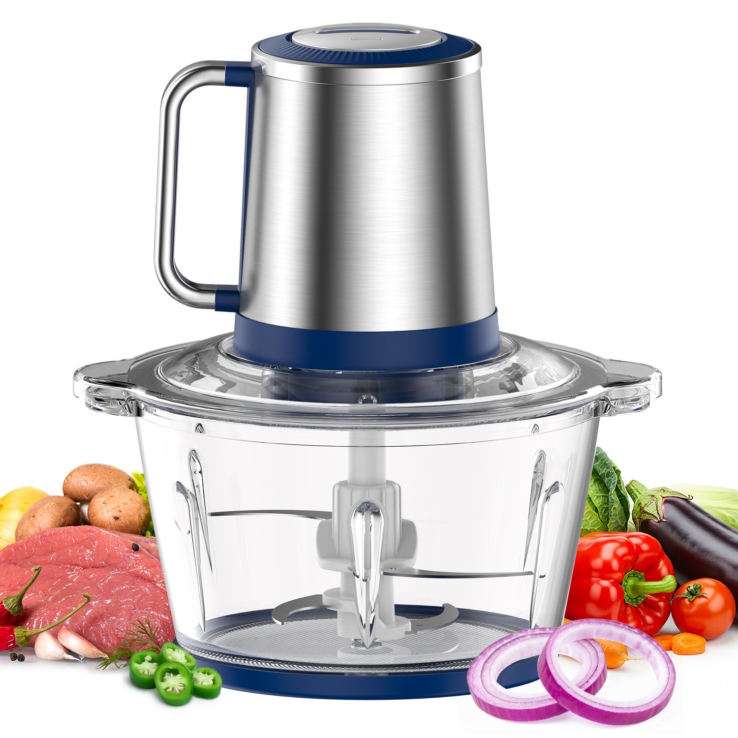 KOIOS Electric Food Chopper Processor Meat Grinder Mixer Gla