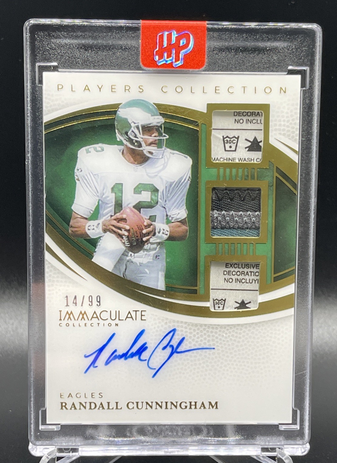 RANDALL CUNNINGHAM 2025 Immaculate Players Collection Laundry Tag Patch Auto /99 view 1
